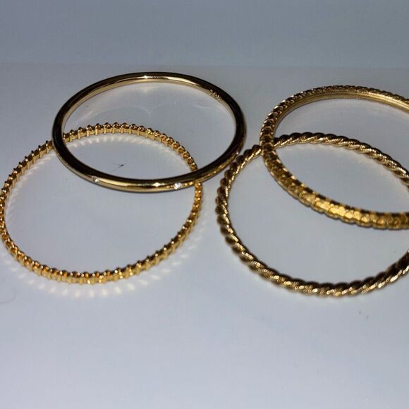 NIB Camrose & Kross JB Kennedy 4 bangle bracelets 24kt YGP - Picture 4 of 8